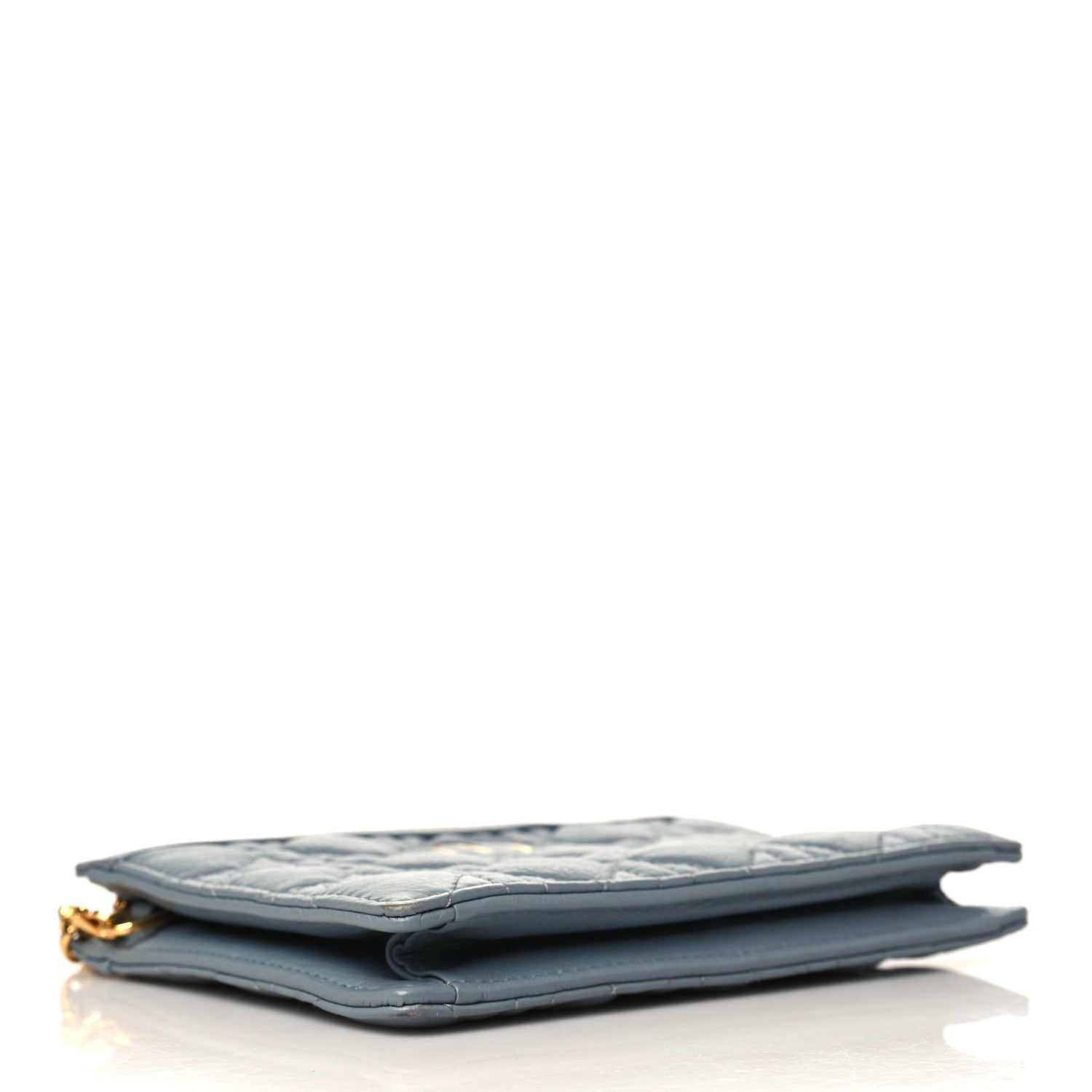 Christian Dior Calfskin Cannage Caro Zipped Pouch With Chain Cloud Blue 3 of 8