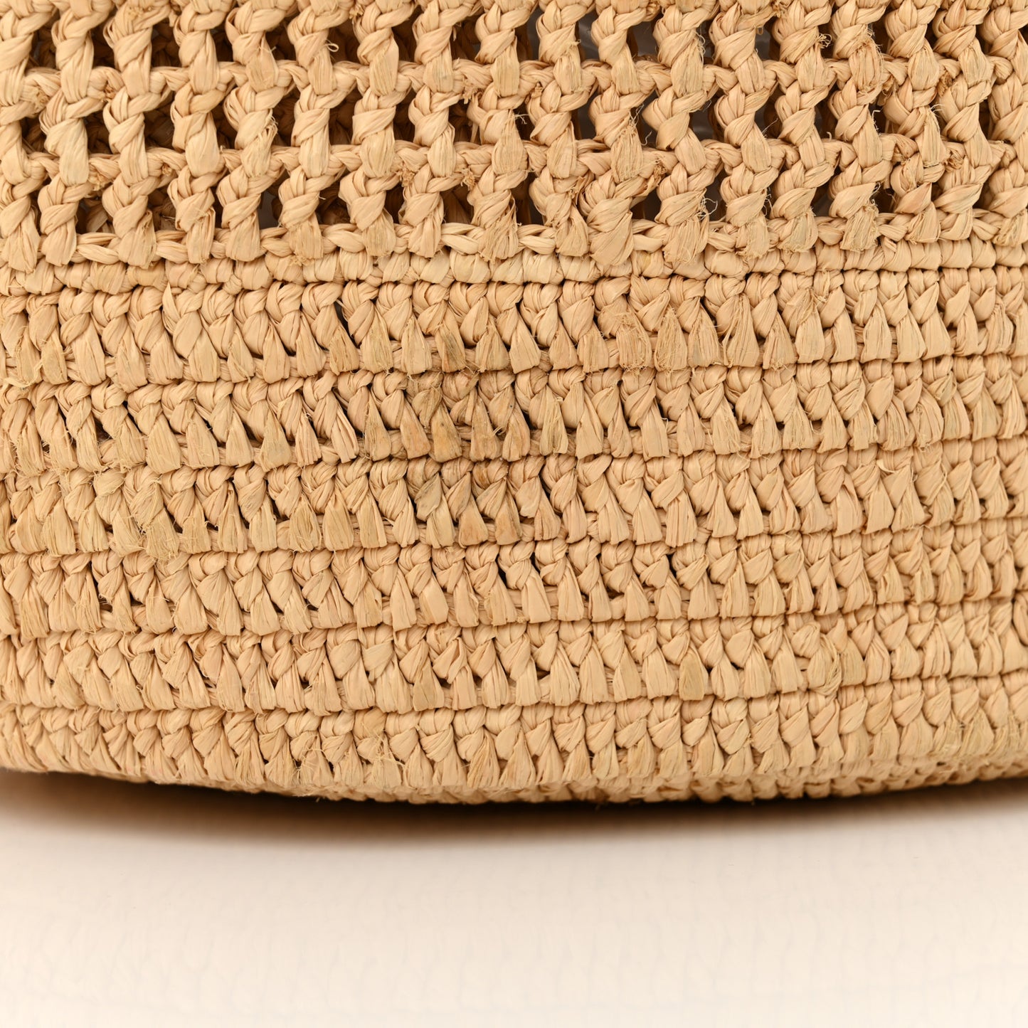 Raffia Calfskin Balloon Ruffles Bucket Bag Natural Tan