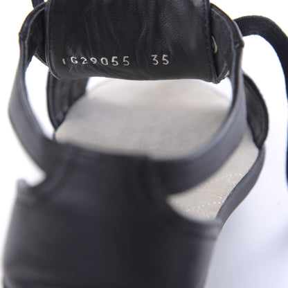 Chanel Lambskin Quilted Peep Toe Lace Up 35 Black White 11 of 12