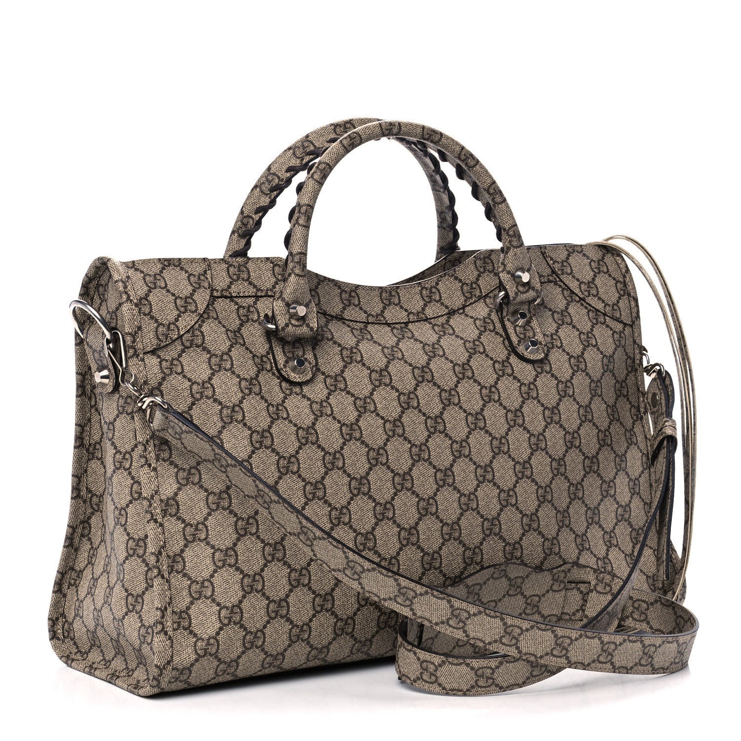 X GUCCI GG Supreme Monogram Neo Classic Silver Hardware City Beige Ebony