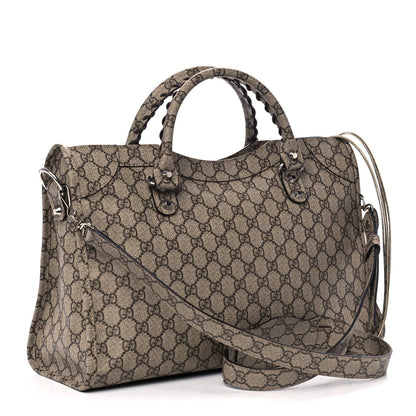 Balenciaga X GUCCI GG Supreme Monogram Neo Classic Silver Hardware City Beige Ebony 3 of 11