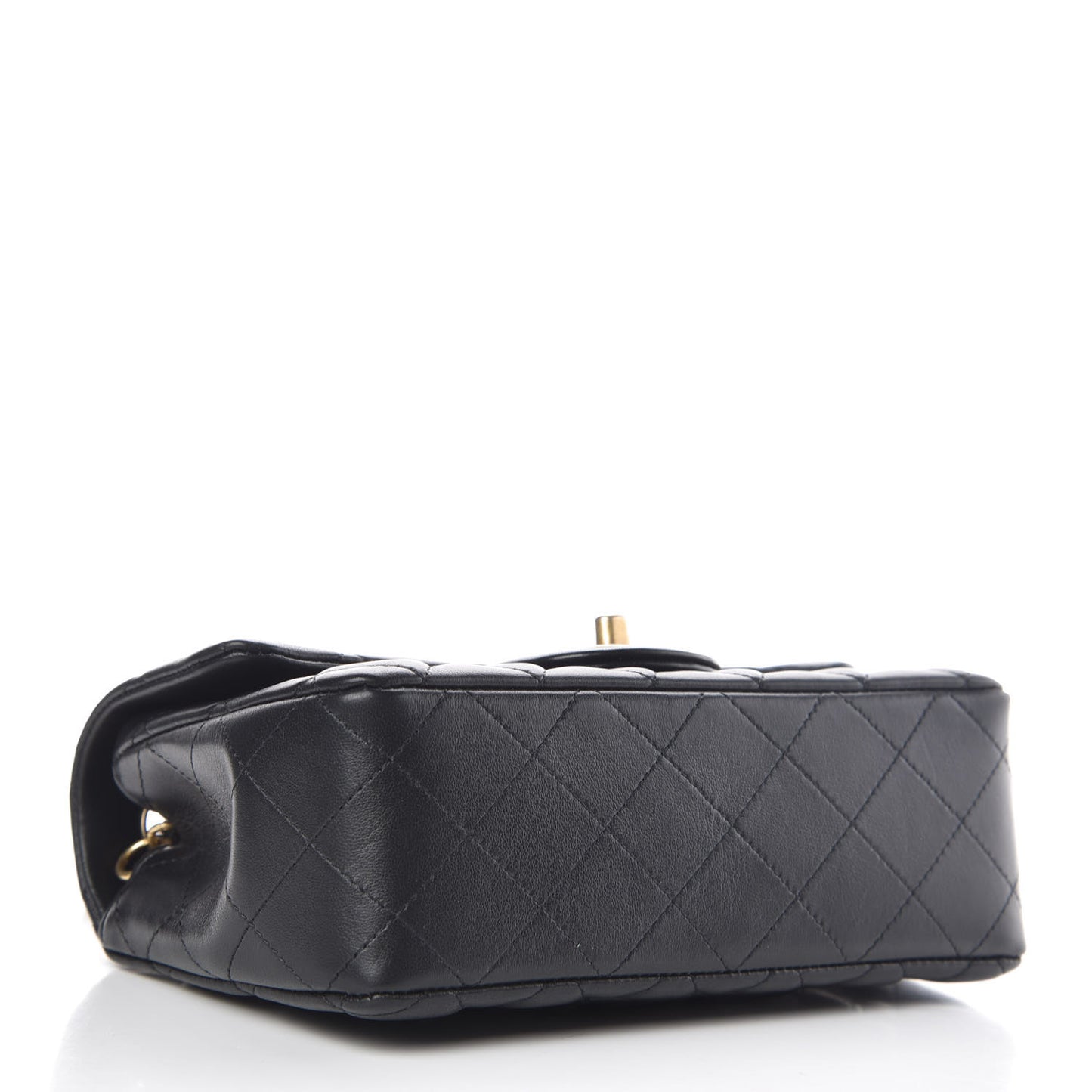 Lambskin Quilted Mini Rectangular Flap Black