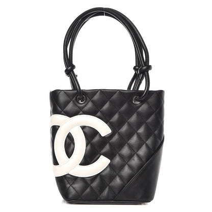 Chanel Calfskin Quilted Small Cambon Tote Black White 1 of 8