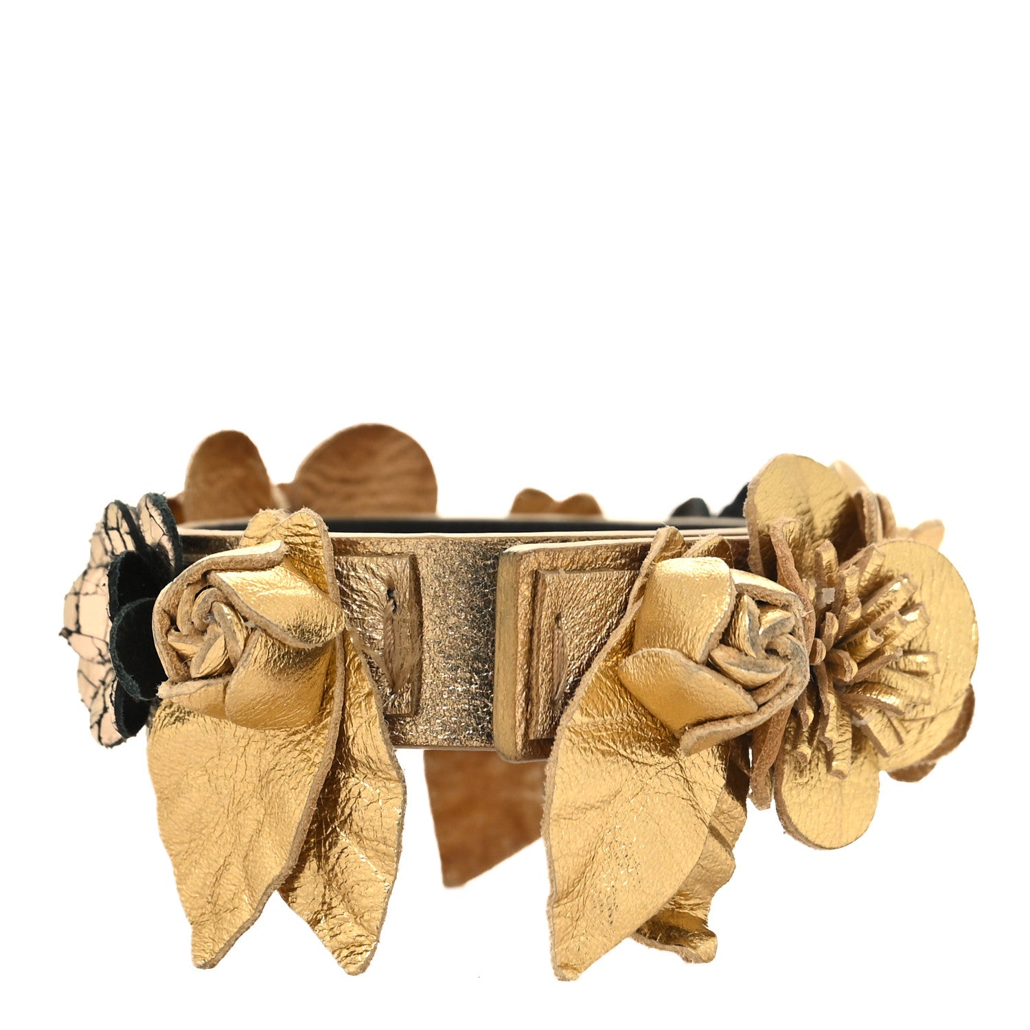 Chanel Metallic Lambskin CC Flower Bracelet Gold 3 of 6