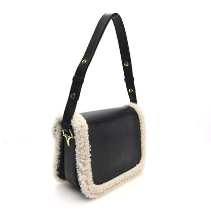 Gucci Sakai Be Green Calfskin Shearling Horsebit 1955 Shoulder Bag Black 3 of 10