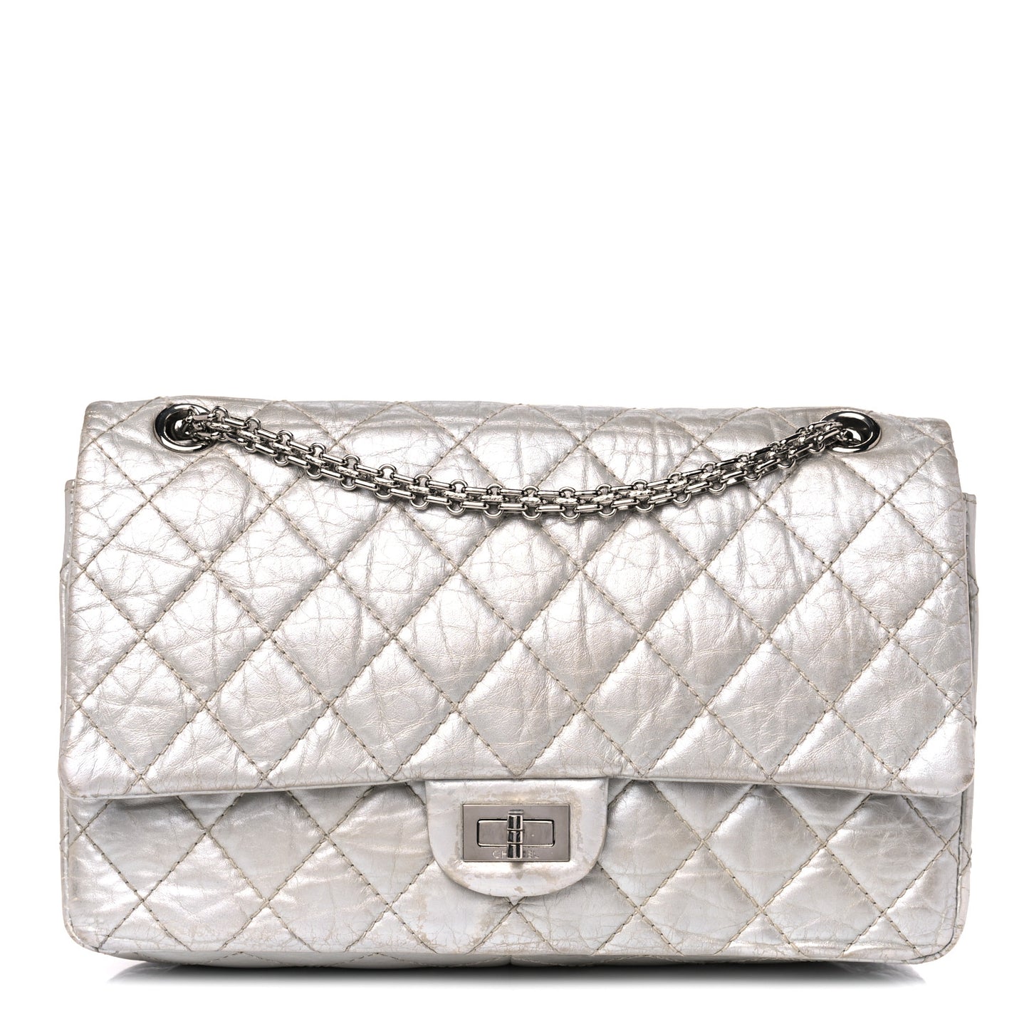 Metallic Aged Calfskin Quilted 2.55 Reissue 226 Flap Silver