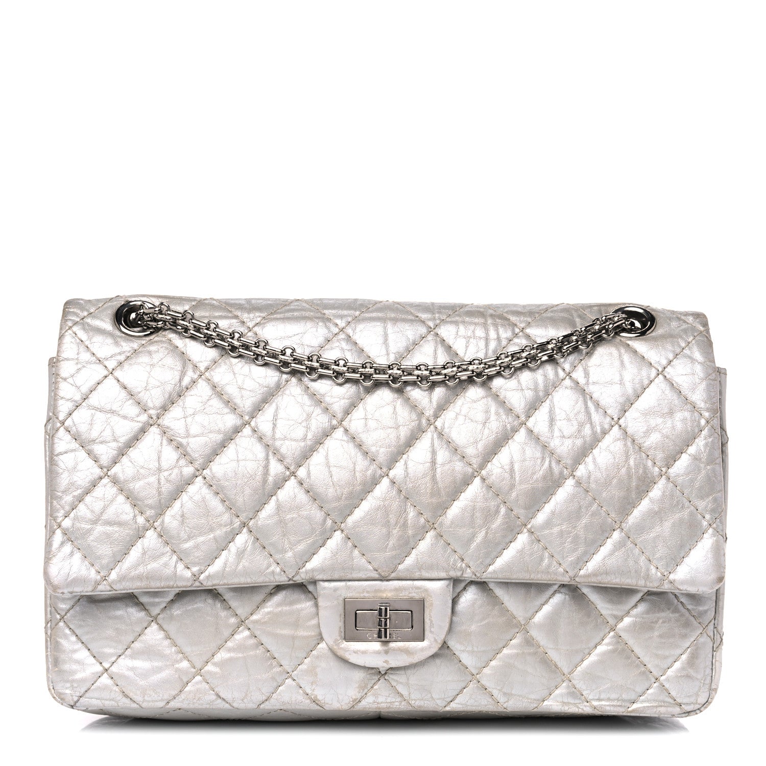 Chanel Metallic Aged Calfskin Quilted 2.55 Reissue 226 Flap Silver 1 of 21