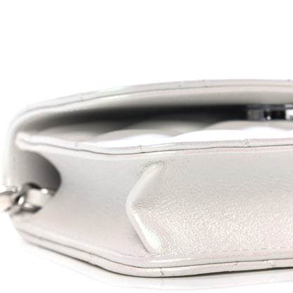 Chanel Iridescent Lambskin Quilted Coco Bow Clutch With Chain White 11 of 12