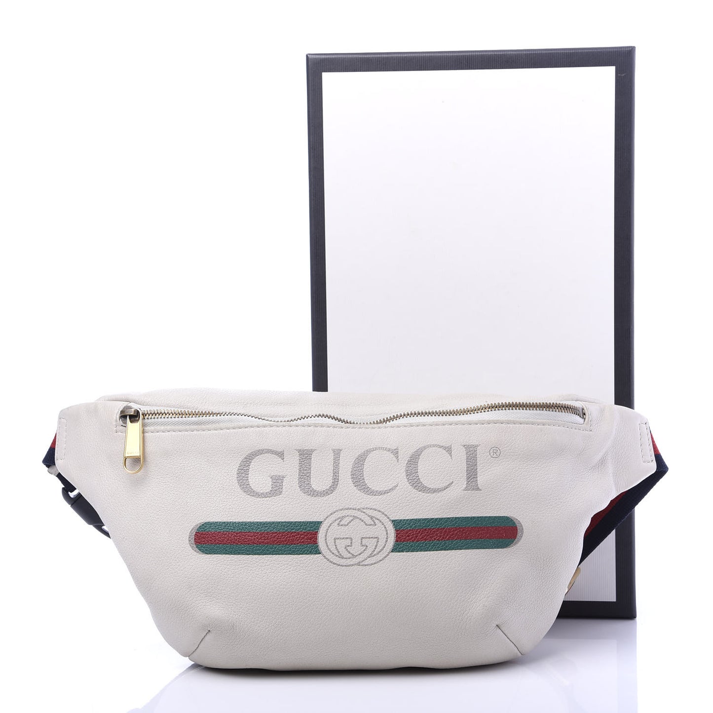 Grained Calfskin Logo Belt Bag White