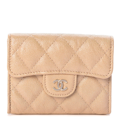 Chanel Iridescent Caviar Quilted Flap Card Holder Wallet Beige 1 of 11