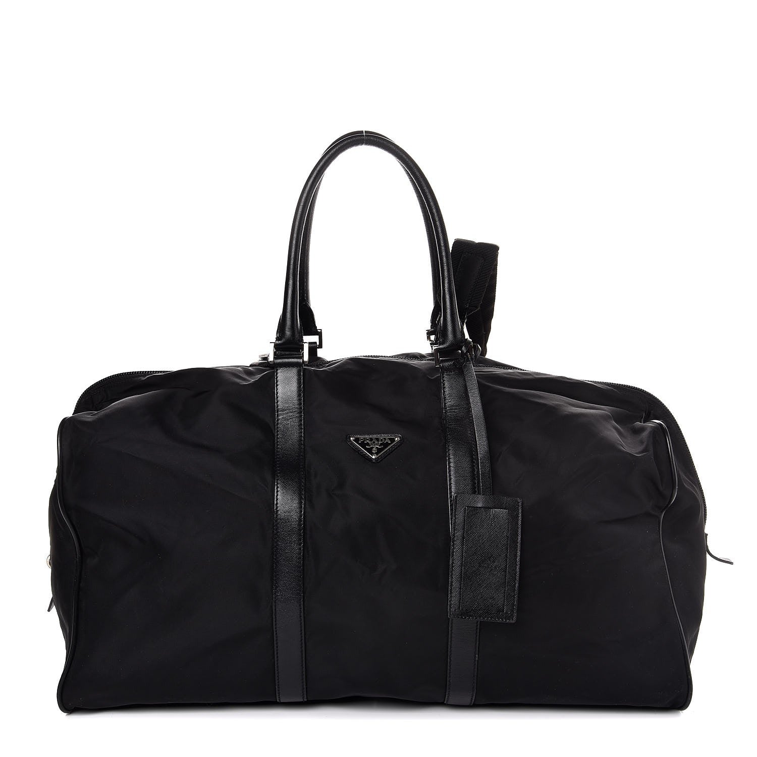 Prada Tessuto Nylon Saffiano Duffel Bag Black 1 of 10