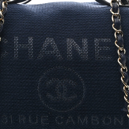 Chanel Mixed Fibers Large Deauville Bowling Bag Navy Blue 8 of 10