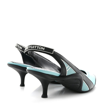 Louis Vuitton Calfskin Archlight Slingback Pumps 37.5 Black Blue 4 of 10