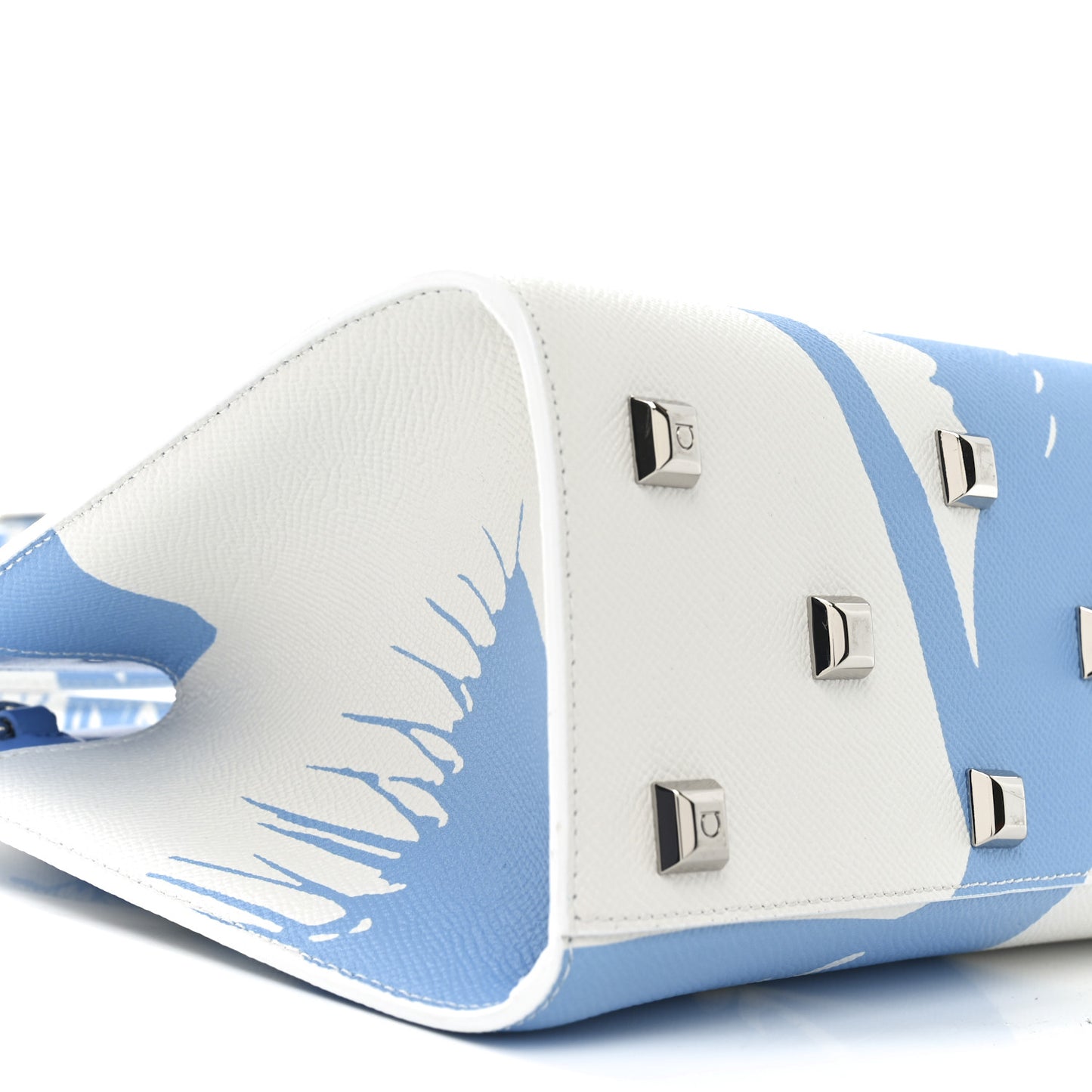 Calfskin Print Mini The Studio Bag White Blue