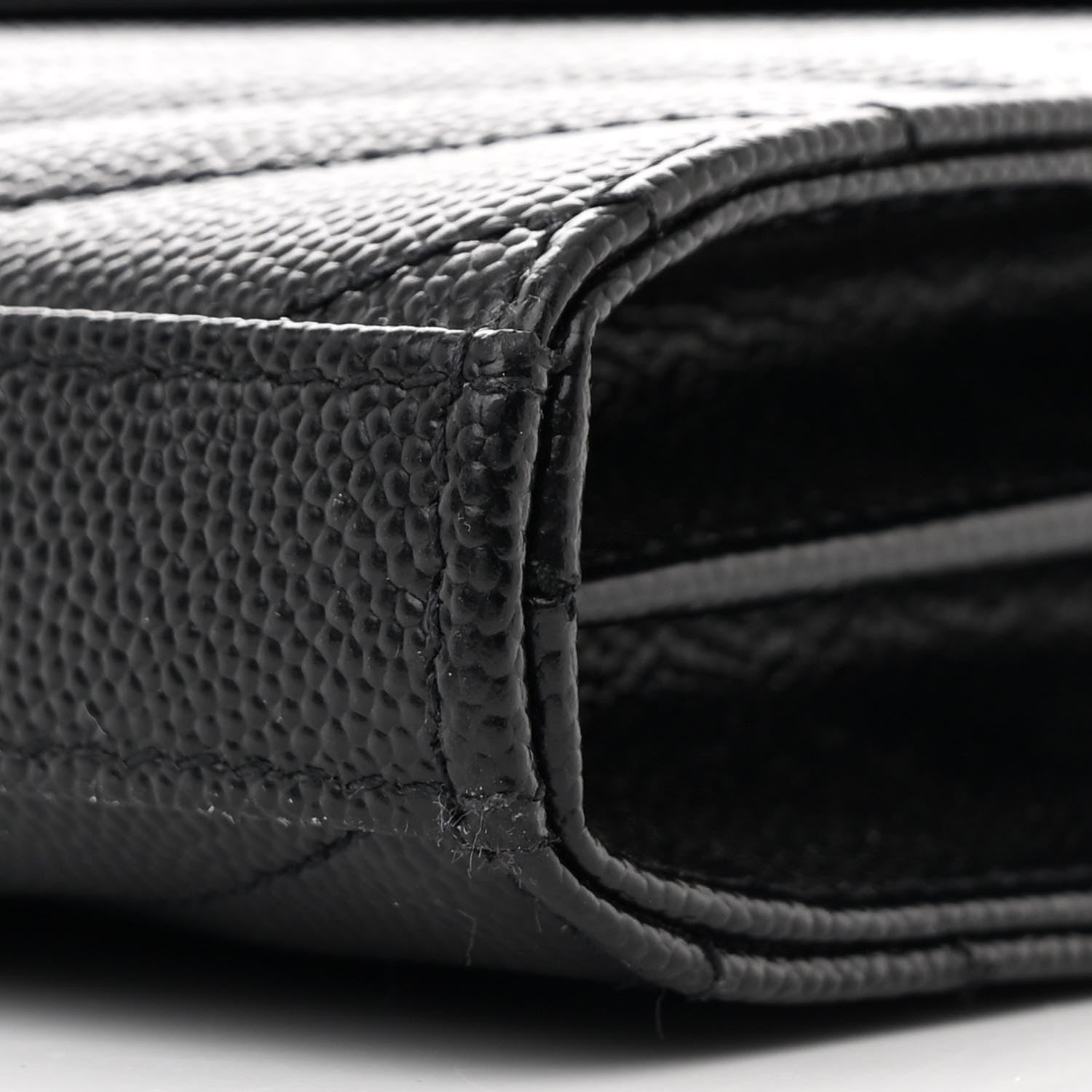Saint Laurent Grain De Poudre Matelasse Chevron Monogram Chain Wallet Black 11 of 12