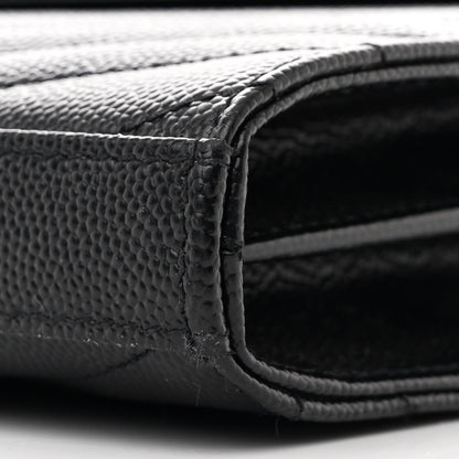Saint Laurent Grain De Poudre Matelasse Chevron Monogram Chain Wallet Black 11 of 12