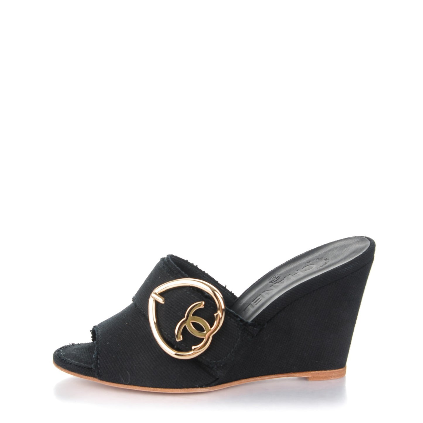 Canvas Heart CC Wedge Sandals 36 Black