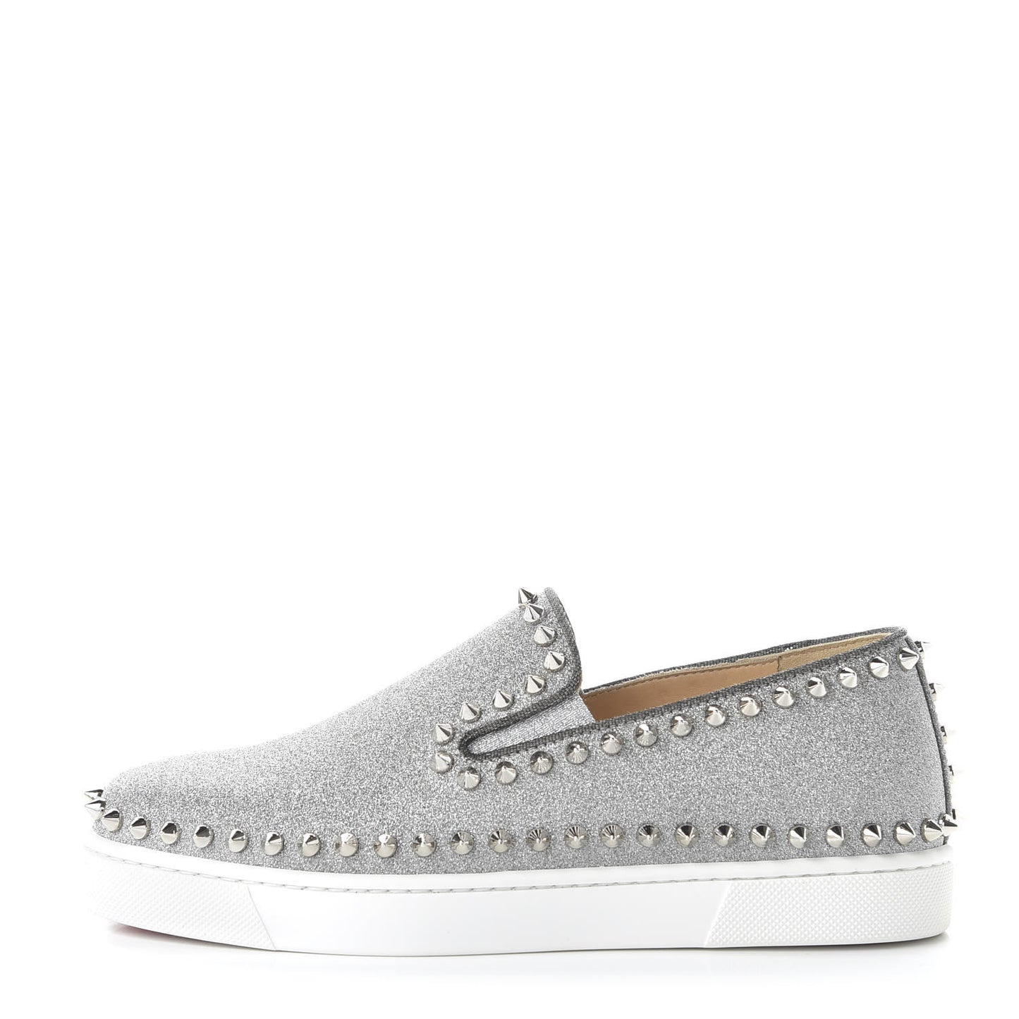 Calfskin Spikes Pik Boat Glitter Sneakers 36.5 Silver