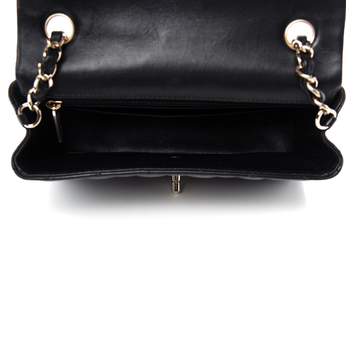 Lambskin Quilted Mini Rectangular Flap Black