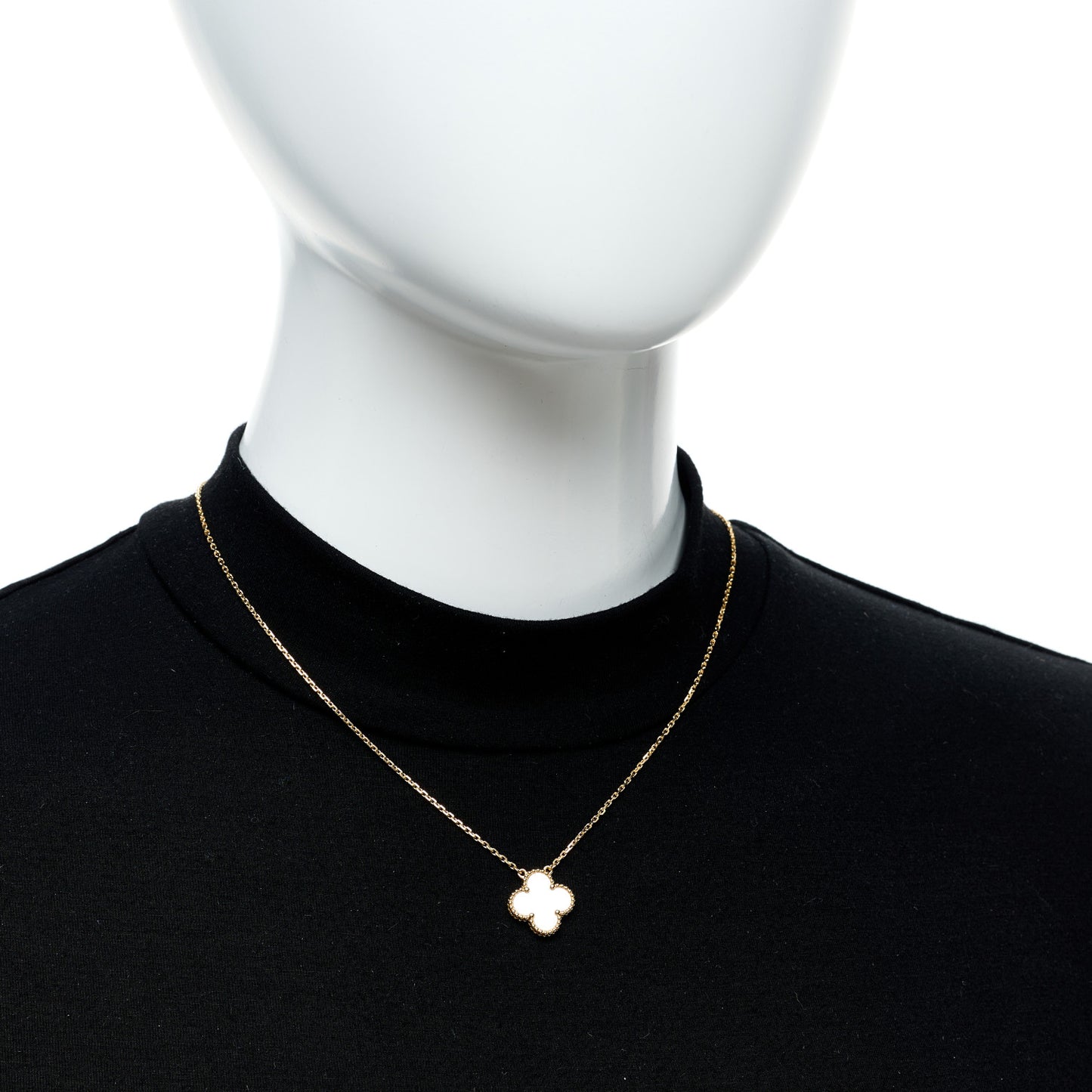 18K Yellow Gold Mother of Pearl Vintage Alhambra Pendant Necklace