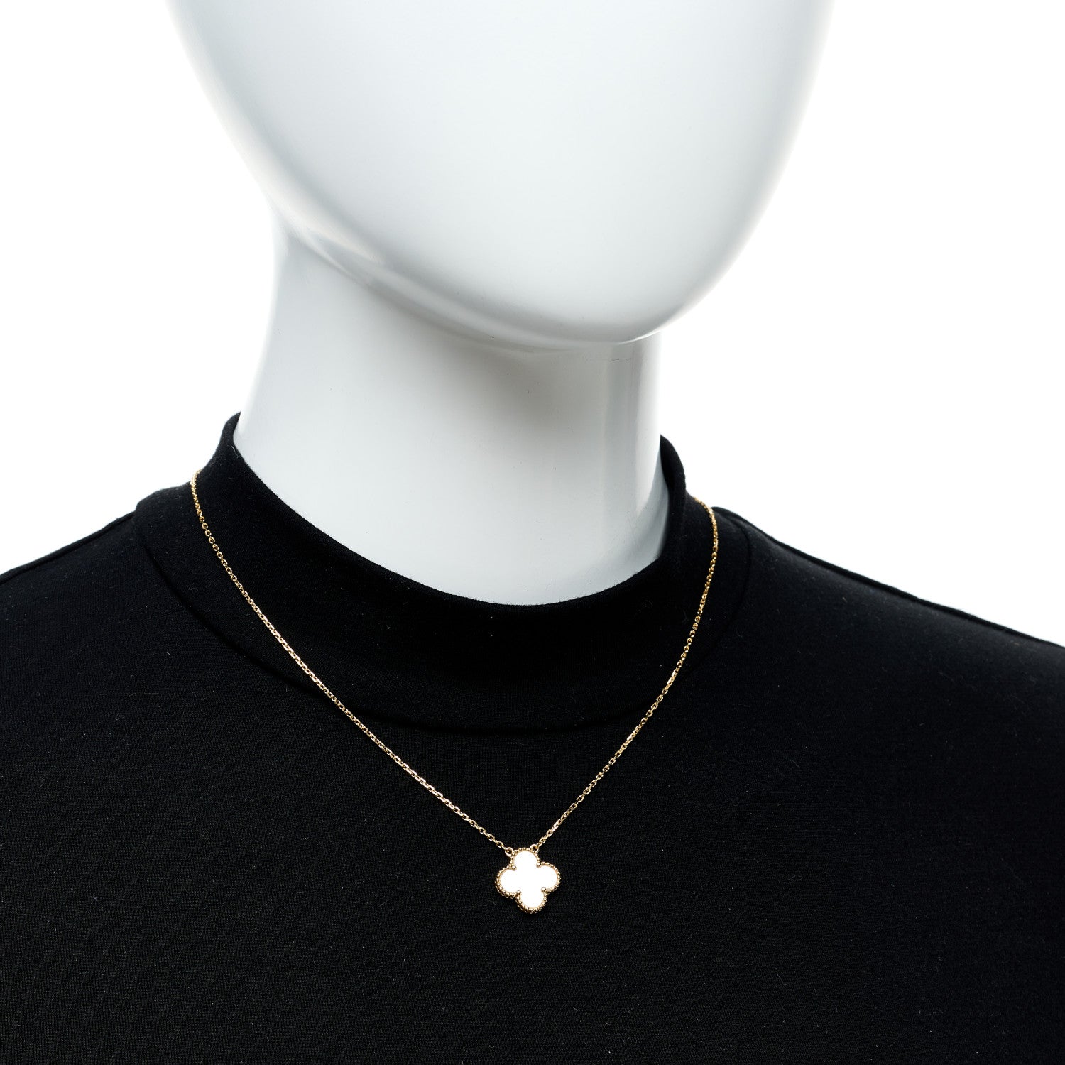Van Cleef & Arpels 18K Yellow Gold Mother of Pearl Vintage Alhambra Pendant Necklace 2 of 7