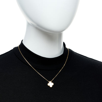 Van Cleef & Arpels 18K Yellow Gold Mother of Pearl Vintage Alhambra Pendant Necklace 2 of 7