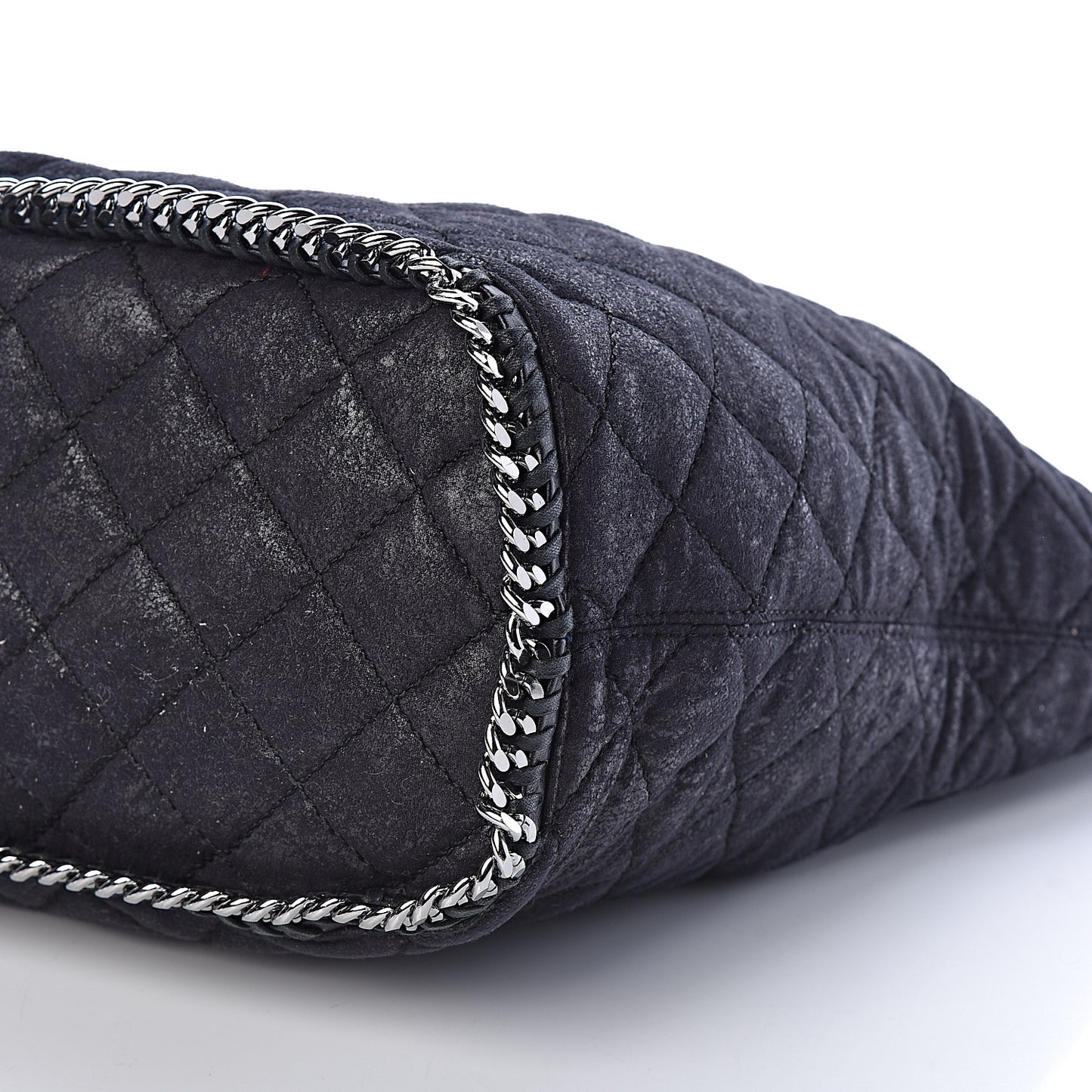 Quilted Shaggy Deer Large Falabella Bucket Bag Black