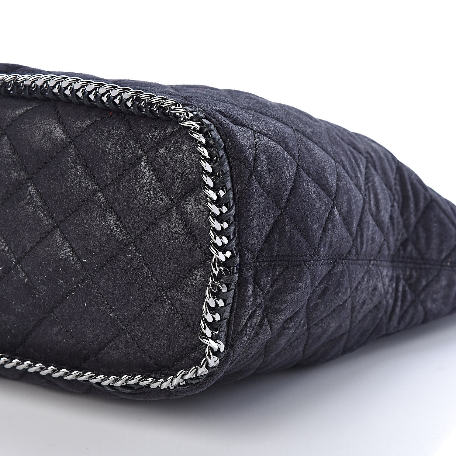 Stella McCartney Quilted Shaggy Deer Large Falabella Bucket Bag Black 8 of 8