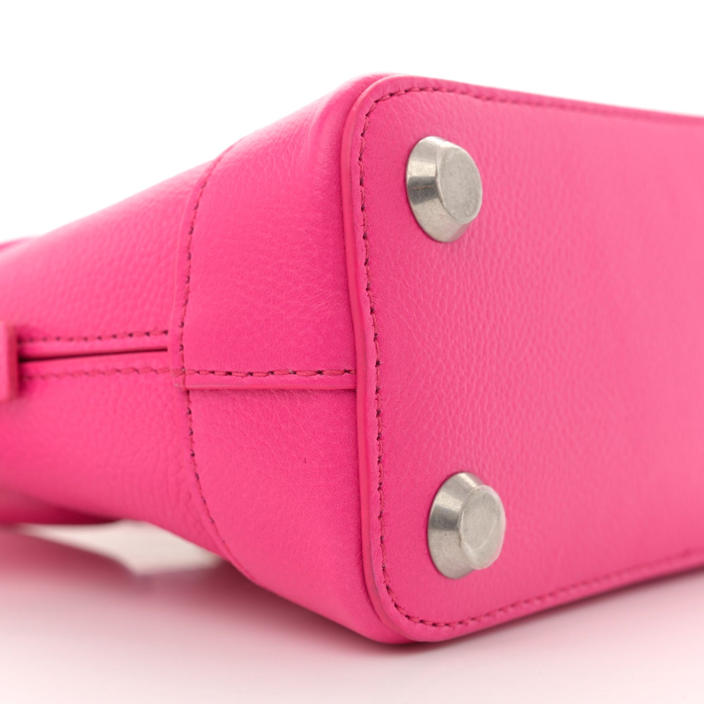 Signature Grained Calfskin Logo XXS Ville Top Handle Bag Fuchsia