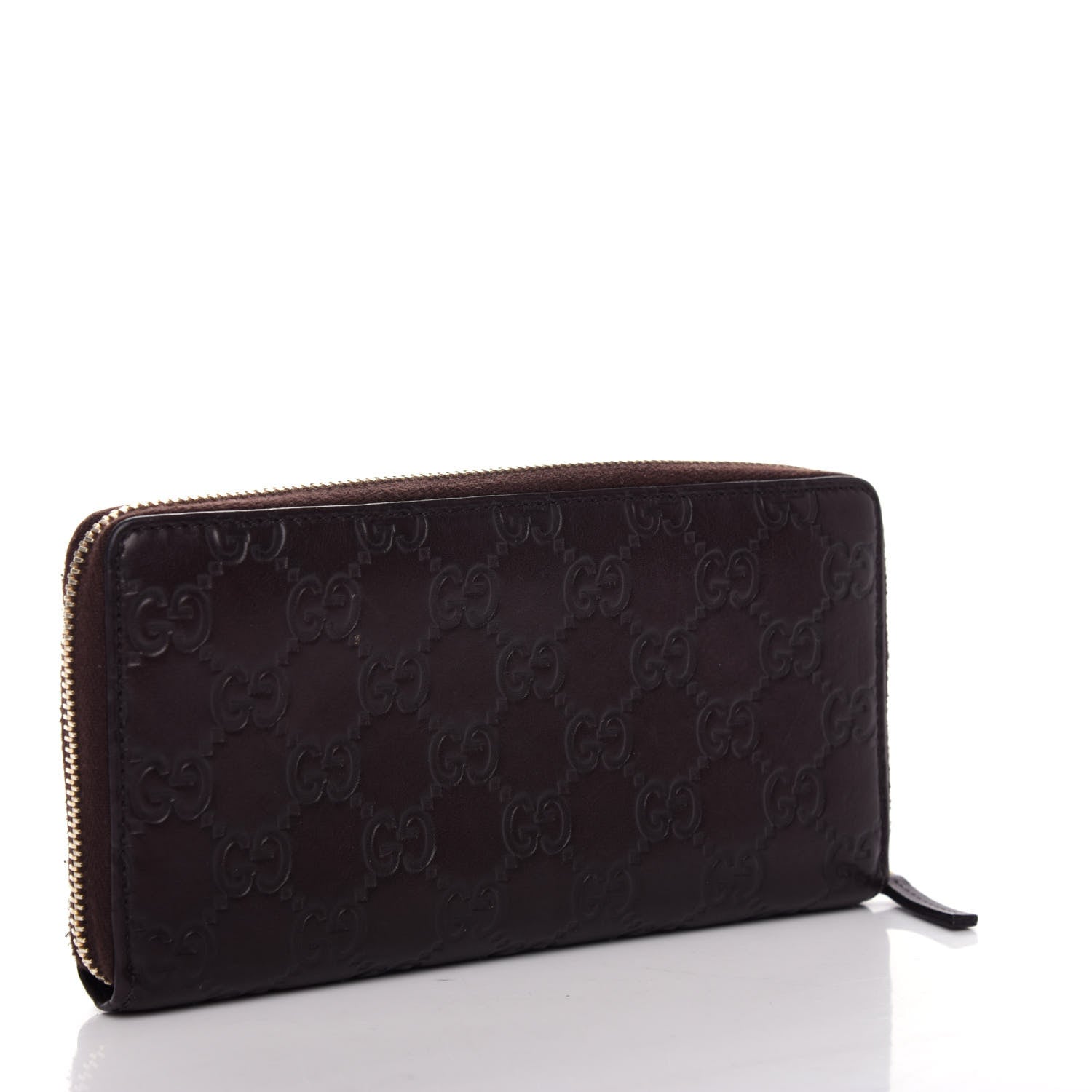 Gucci Guccissima Margaux Calfskin Metal Bar Zip Around Wallet Chocolate 3 of 7