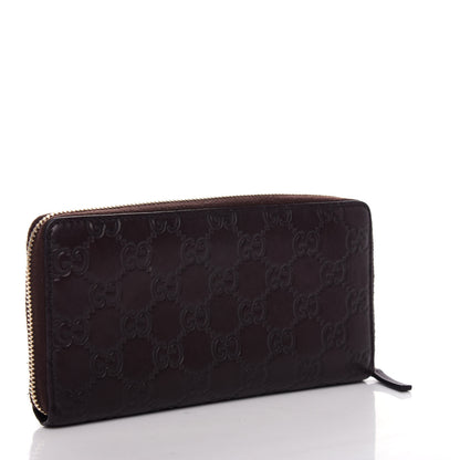 Gucci Guccissima Margaux Calfskin Metal Bar Zip Around Wallet Chocolate 3 of 7