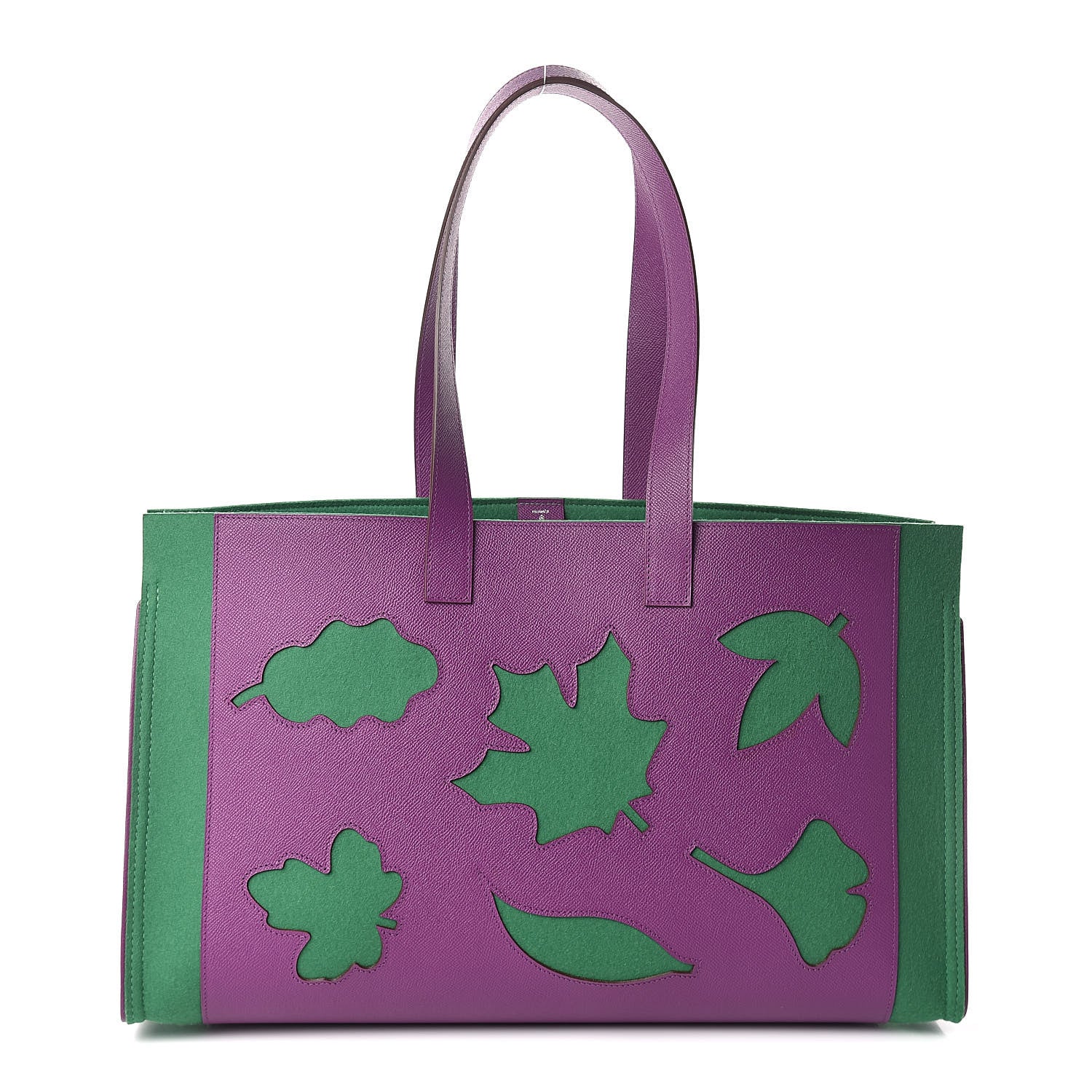Hermes Epsom Felt Leaf Bag Purple Green 1 of 9