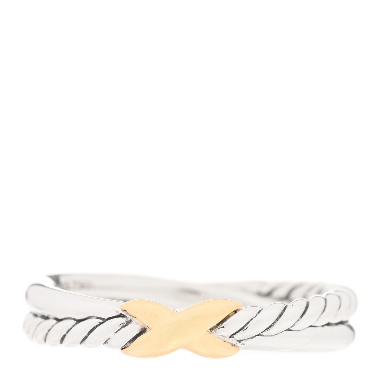Sterling Silver 18K Yellow Gold Petite X Crossover Ring 53 6.5