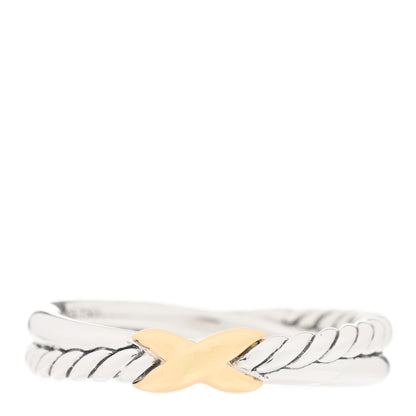 David Yurman Sterling Silver 18K Yellow Gold Petite X Crossover Ring 53 6.5 1 of 4