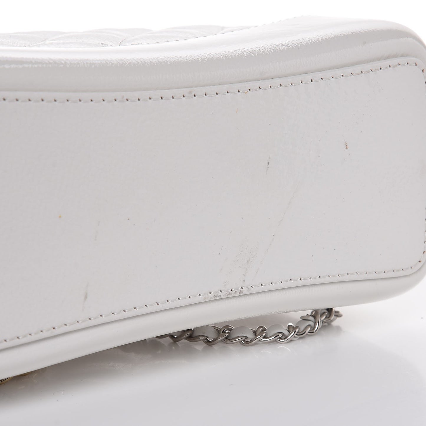 Patent Goatskin Quilted Small Gabrielle Backpack White