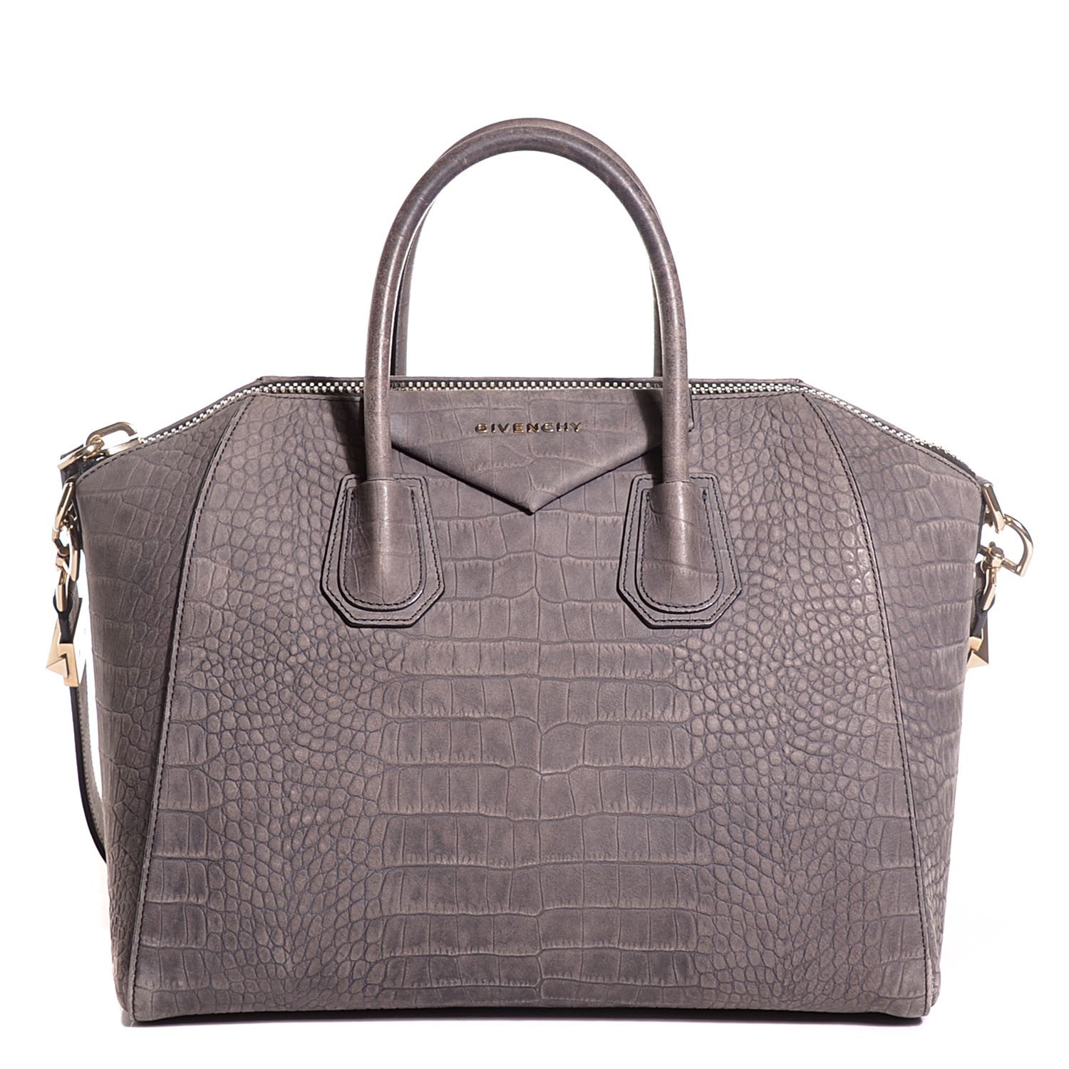 Givenchy Nubuck Crocodile Embossed Medium Antigona Washed Black 1 of 7