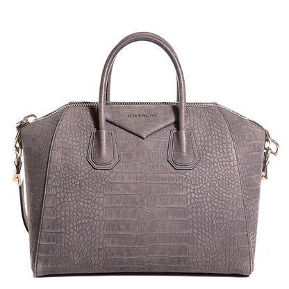 Givenchy Nubuck Crocodile Embossed Medium Antigona Washed Black 1 of 7