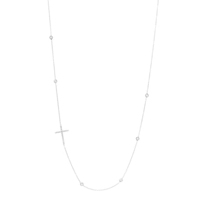 Roberto Coin 18K White Gold Diamond Integrated Cross Necklace 1 of 5