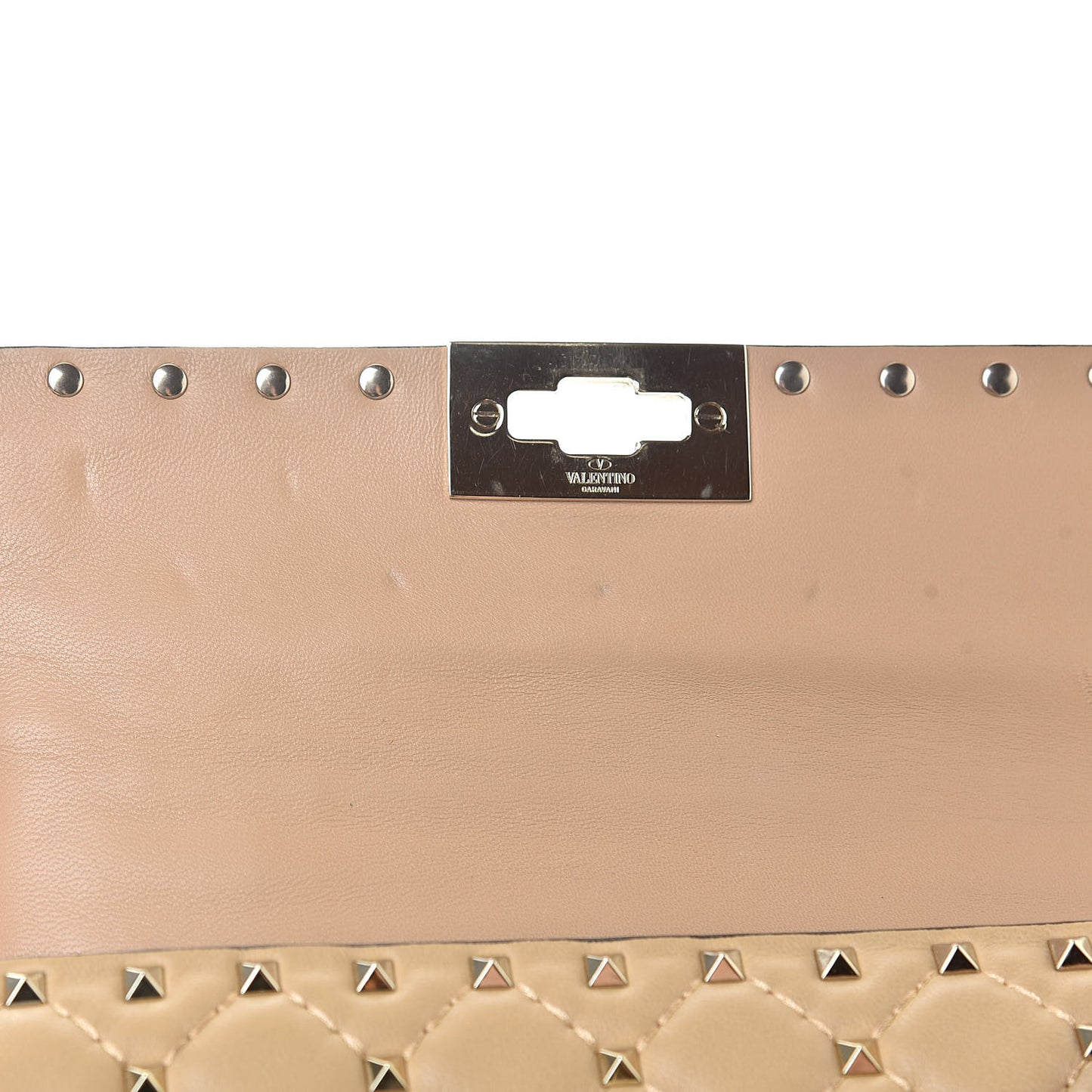 Nappa Small Rockstud Spike Shoulder Bag Camel Rose