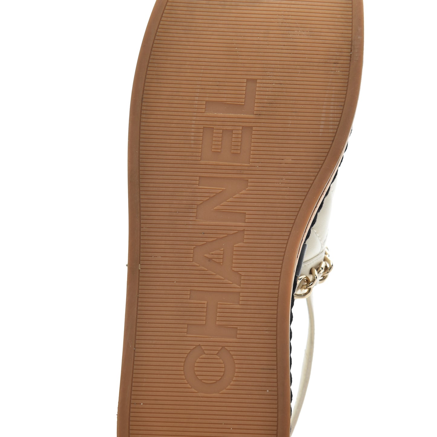 Lambskin Calfskin Cap Toe Chain Mules Sandals 38 Ivory Black