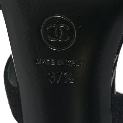 Chanel Kid Suede Pearl Sandals 37.5 Black 7 of 8