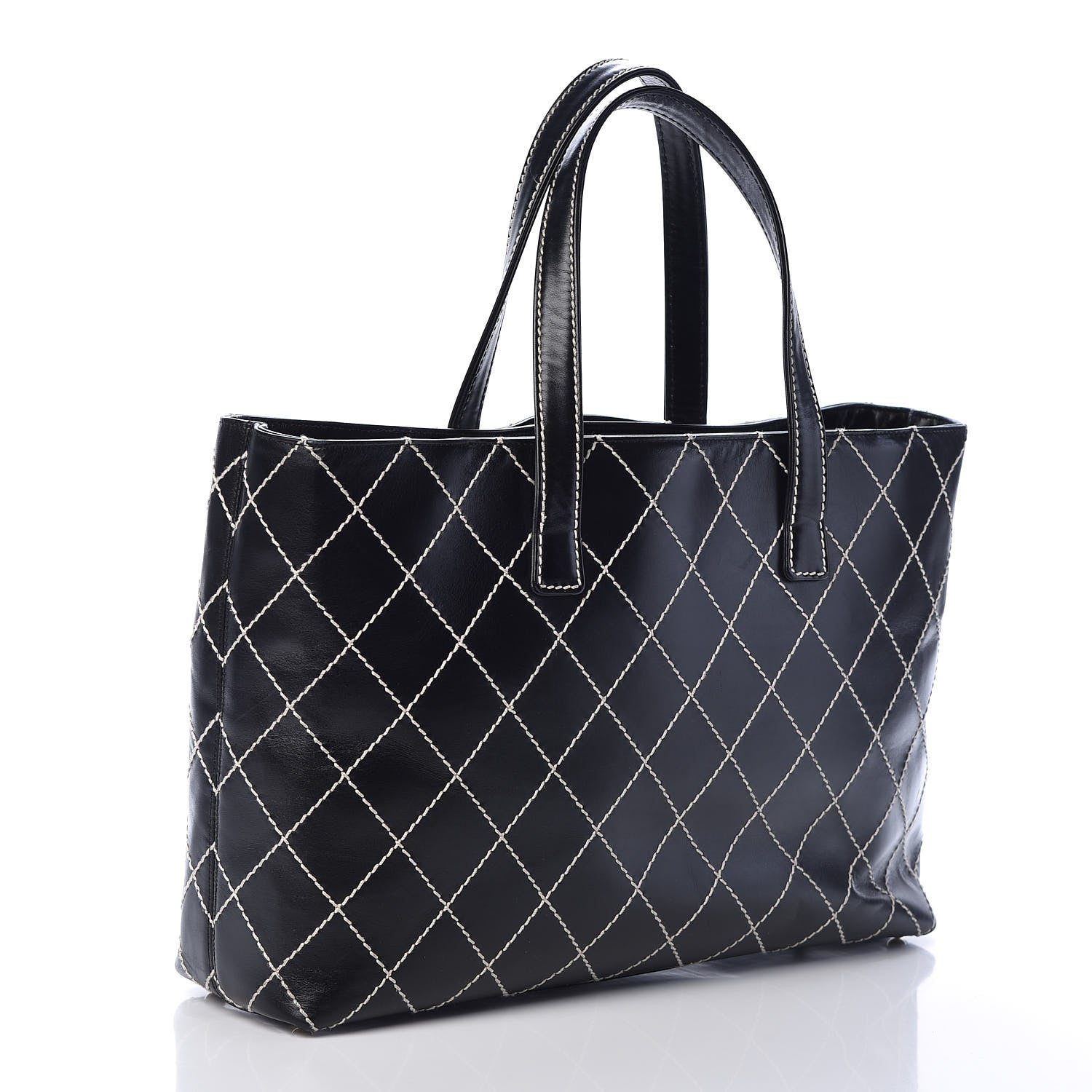 Chanel Calfskin Contrast Stitch Surpique Tote Black 3 of 8