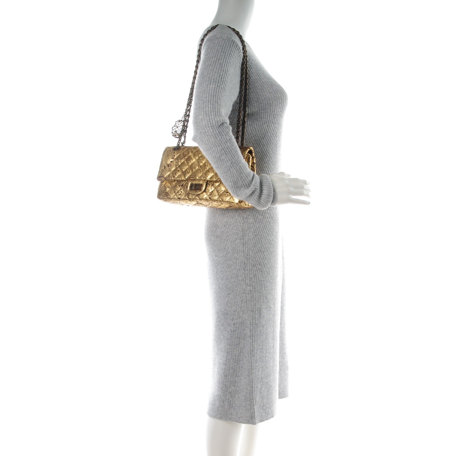 Chanel Buffalo Hand Painted Lace 2.55 Reissue 225 Flap Gold 2 of 8