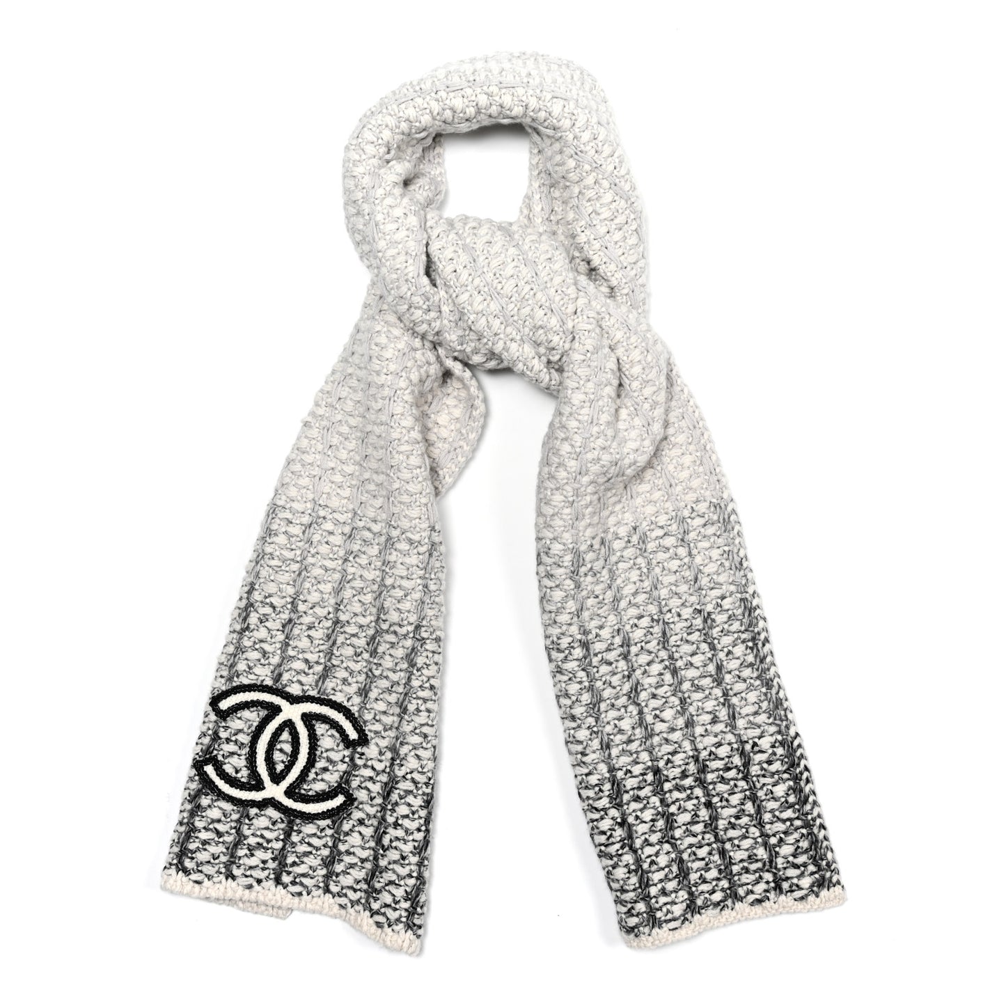 Cashmere Silk CC Scarf Black White