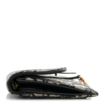 Christian Dior Oblique Saddle Chain Long Wallet Blue 15 of 15