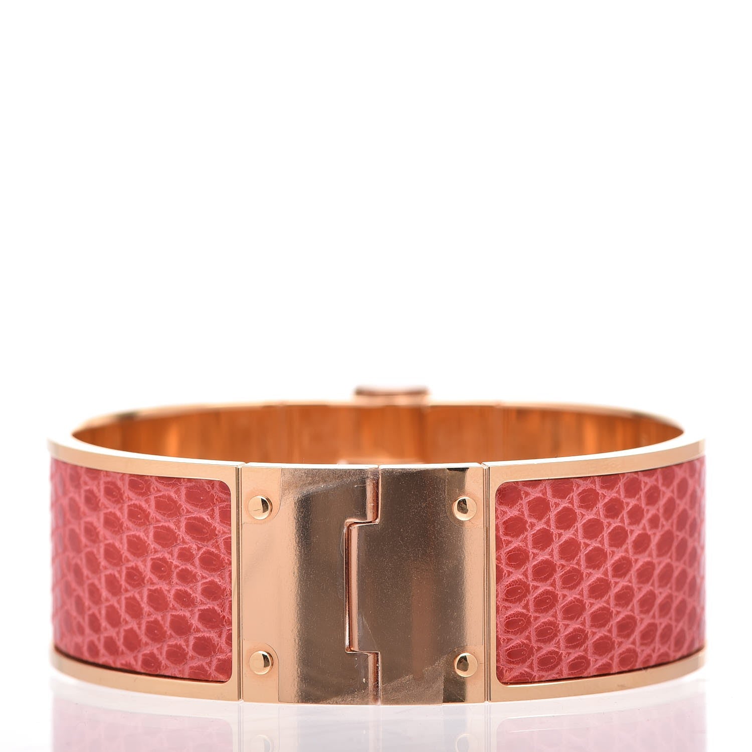 Hermes Lizard Charniere Uni Wide Hinged Bracelet M Bougainvillea 3 of 5