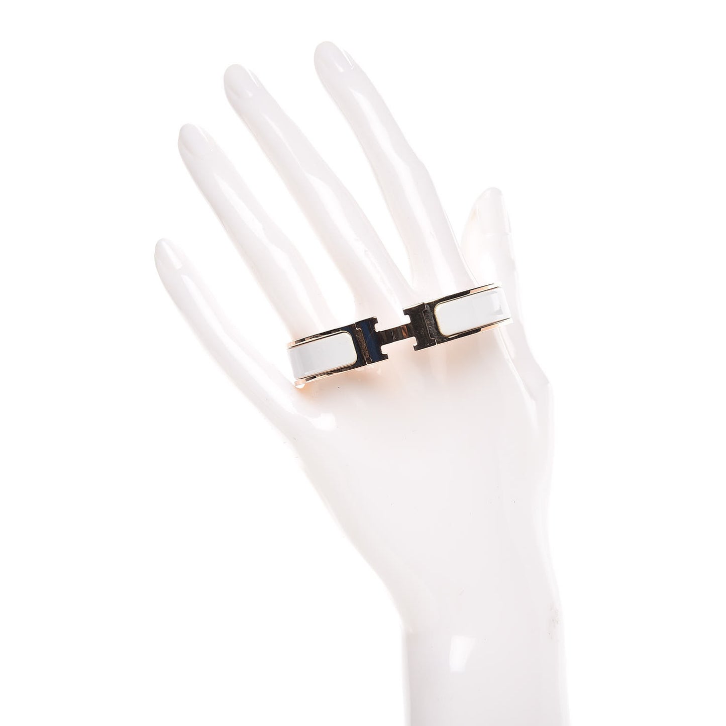 Enamel Narrow Clic Clac H Bracelet PM White