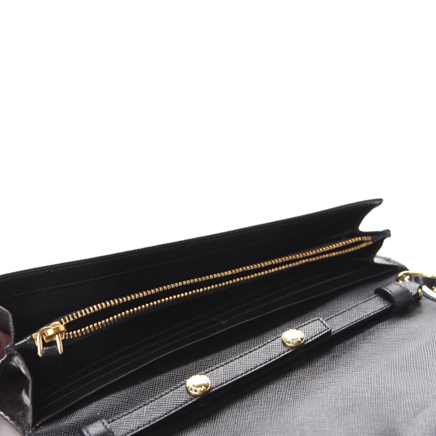 Saffiano Metal Oro Chain Wallet Black
