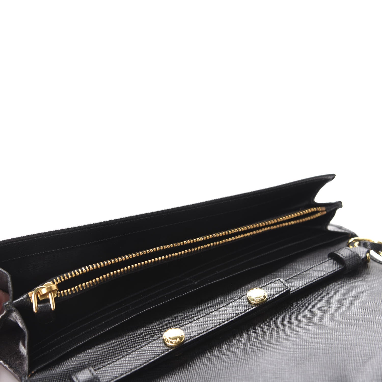 Prada Saffiano Metal Oro Chain Wallet Black 5 of 10
