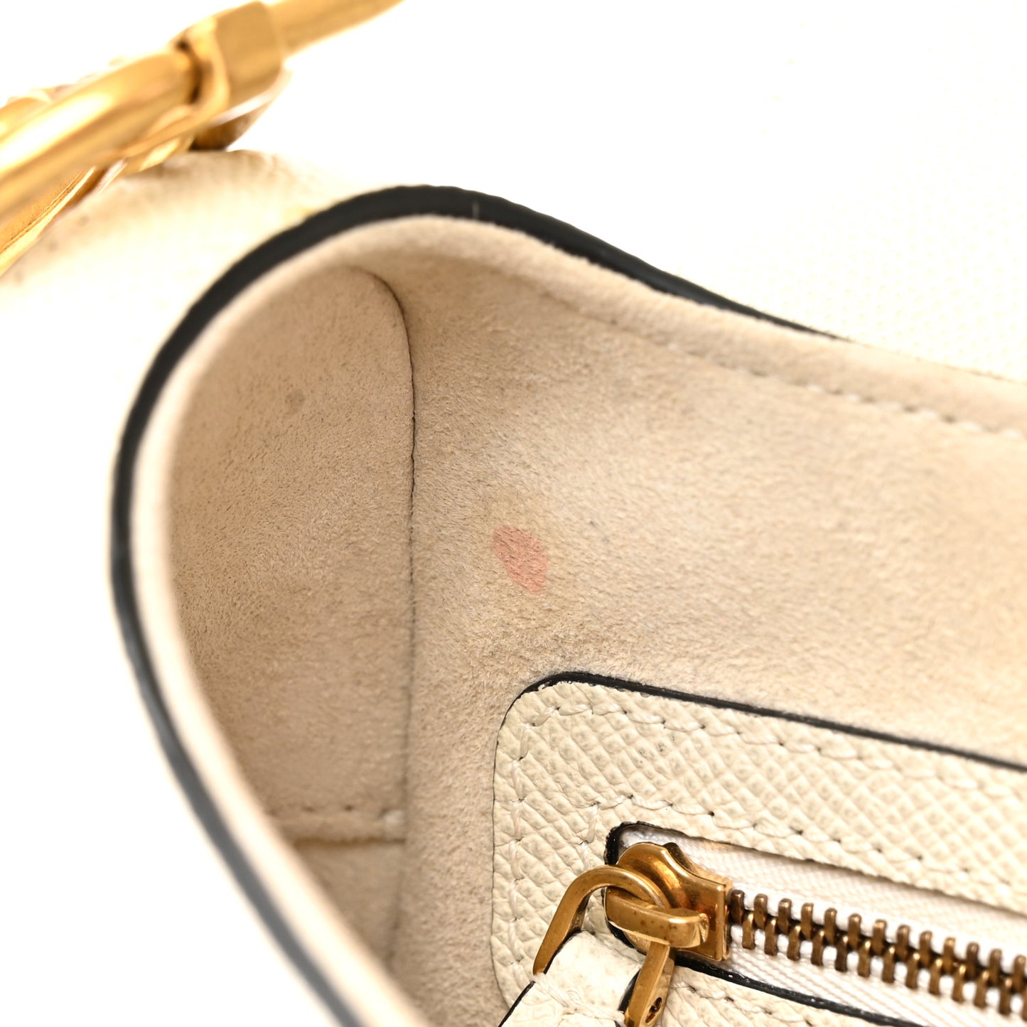 Grained Calfskin Saddle Bag White